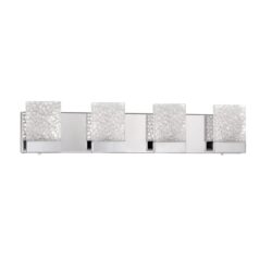 Kendall ASTRON 4-Light LED Chrome Vanity Light with Frosted Glass for Elegant Bathrooms