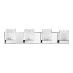 Kendall Lighting ASTRON 4-Light LED Chrome Vanity Light with Frosted Rippled Glass