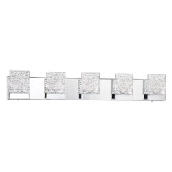 Kendall ASTRON 5-Light Chrome LED Vanity Light with Icelandic Rock Glass for Modern Bathrooms
