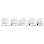 Kendall ASTRON 5-Light LED Chrome Vanity Light with Fossilized Ice Glass for Modern Bathrooms