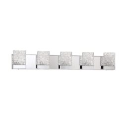 Kendall ASTRON 5-Light LED Chrome Vanity Light with Rippled Ice Glass for Modern Bathrooms