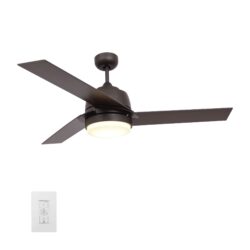 Aeryn 52-inch Smart Ceiling Fan with wall control, Light Kit Included, Works with Google Assistant, Amazon Alexa, and Siri Shortcuts.