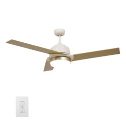 Aeryn 52-inch Smart Ceiling Fan with wall control, Light Kit Included, Works with Google Assistant, Amazon Alexa, and Siri Shortcuts.