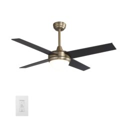 Neva 52-inch Smart Ceiling Fan with wall control, Light Kit Included, Works with Google Assistant, Amazon Alexa, and Siri Shortcuts.