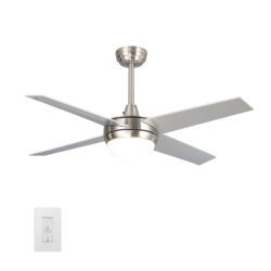 Neva 52-inch Smart Ceiling Fan with wall control, Light Kit Included, Works with Google Assistant, Amazon Alexa, and Siri Shortcuts.